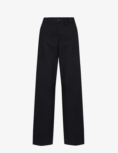 Carhartt Wip Womens Black Craft Wide-leg Mid-rise Cotton-blend Trousers