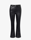 RAG & BONE CASEY BRAND-EMBROIDERED STRAIGHT-LEG HIGH-RISE FAUX-LEATHER TROUSERS