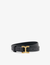 CHLOÉ CHLOE WOMEN'S BLACK MARCIE BRAND-ENGRAVED LEATHER BELT