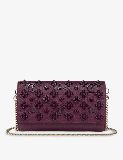 Christian Louboutin Womens Merlot Paloma Leather Wallet-on-chain