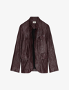 ZADIG & VOLTAIRE ZADIG&VOLTAIRE WOMENS CHOCOLATE VERYS CRINKLED-TEXTURE LEATHER BLAZER
