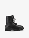 Kurt Geiger London Girls Black Kids Kensington Crystal-bow Leather Boots 7-9 Years In Black