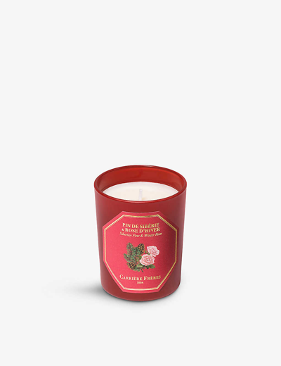 Carriere Freres Red Siberian Pine And Winter Rose Small Scented Candle 70g