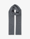Reiss Mens Charcoal Chesterfield Ribbed Merino-wool Scarf