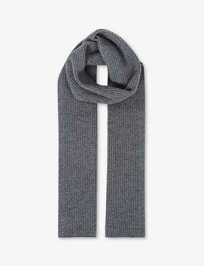 Reiss Mens Charcoal Chesterfield Ribbed Merino-wool Scarf In Charcoal