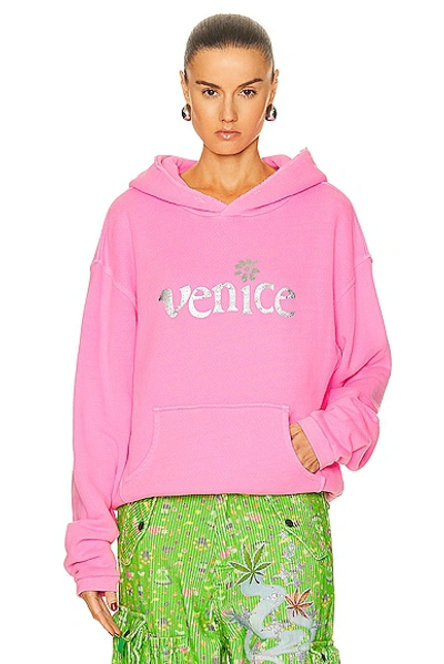 ERL UNISEX SILVER PRINTED VENICE HOODIE KNIT
