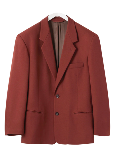 Lemaire Double-breasted Blazer Chocolate In Red