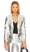 ALICE AND OLIVIA BREANN FAUX LEATHER BLAZER