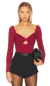 Astr Maude Square Neck Cutout Bodysuit In Berry