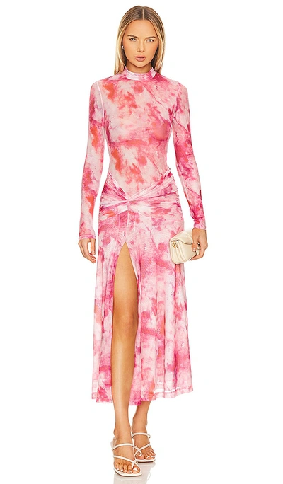 Bardot Lea Midi Dress In Pink Tie Dye