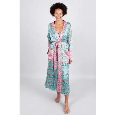 Jessica Russell Flint Iko Long Dressing Gown In Green