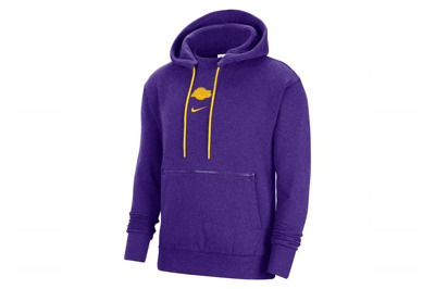 Pre-owned Nike Nba Los Angeles Lakers Courtside Hoodie Field Purple/heather/amarillo