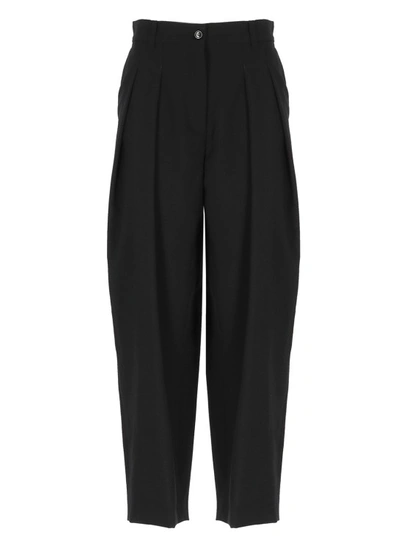 Kenzo Pleat-detail Cropped Trousers In Black