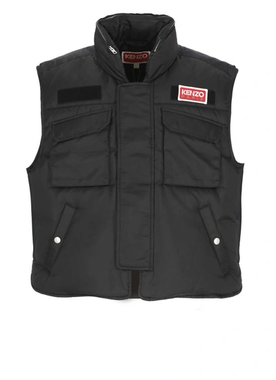 Kenzo Quilted Cargo Vest In Black