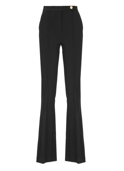 Elisabetta Franchi Logo-pendant Crepe Trousers In Black