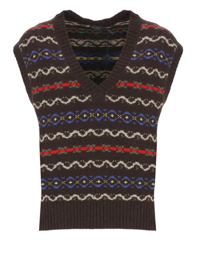 Polo Ralph Lauren Wool-blend Sweater Vest In Brown