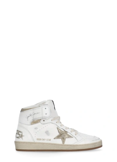 Golden Goose Sky-star Leather High-top Sneakers In White