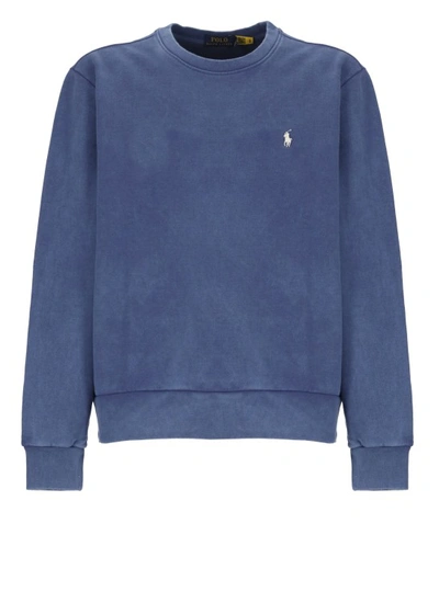 Polo Ralph Lauren Pony Embroidered Crewneck Sweatshirt In Blue