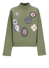 Kenzo Badges Patch Knitted High-neck Sweatshirt In Neutrals