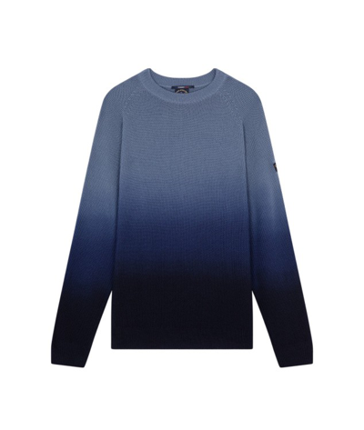 Paul & Shark Garment-dyed Summer Wool Crew-neck Sweater In Black