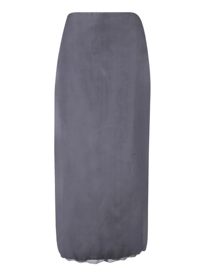 Blanca Vita Silk Tulle Skirt In Grey