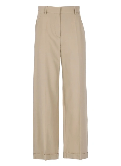 Kenzo High-waisted Virgin-wool Trousers In Neutrals