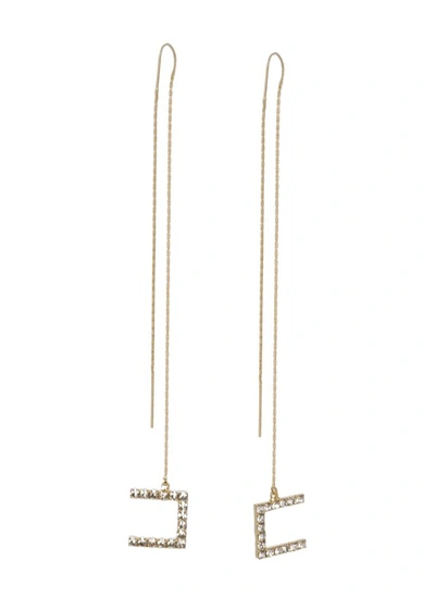 Elisabetta Franchi Pendant Earrings With Strass Logo In Gold