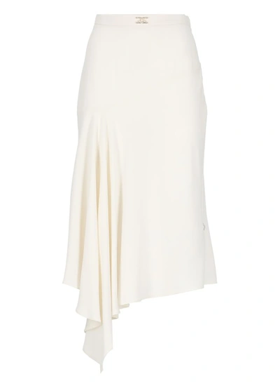 Elisabetta Franchi Asymmetric Crepe Midi Skirt In White