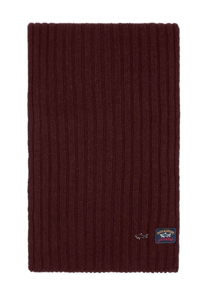 Paul & Shark Ribbed Wool Scarf In Red