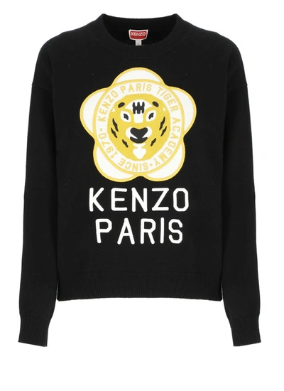 Kenzo Tiger Academy Crew-neck Sweater In Black