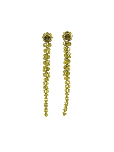 SIMONE ROCHA KHAKI CRYSTAL FLOWER EARRINGS