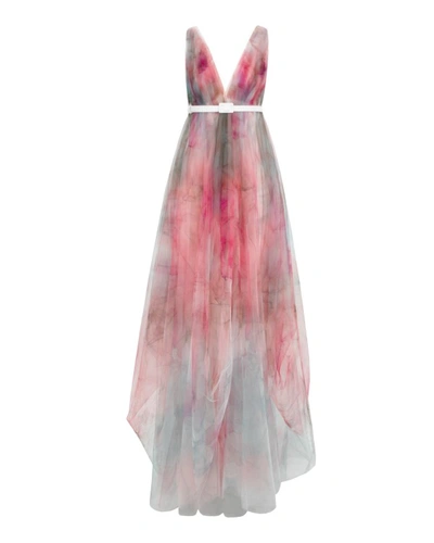 Gemy Maalouf Printed Tulle Dress - Long Dresses In Pink