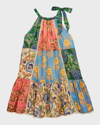 Zimmermann Girl's Junie Halter Floral Patched Dress In Spliced