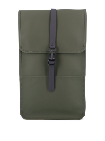 Rains Zip Detailed Foldover Top Backpack In Green