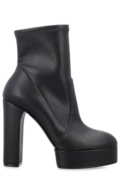 Casadei Betty Almond Toe Boots In Black