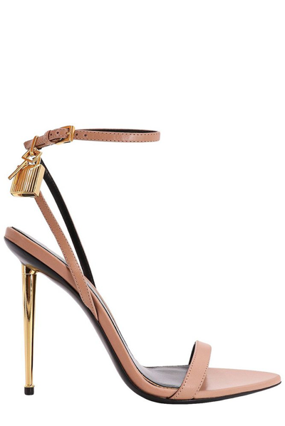 Tom Ford Padlock Ankle Strap Heeled Sandals In Pink