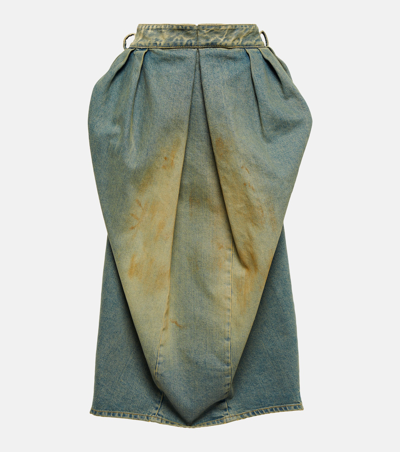 Maison Margiela Faded-denim Balloon Midi Skirt In Multi-colored