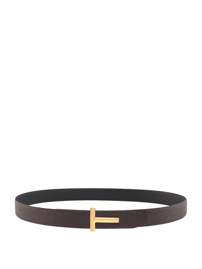 Tom Ford T Logo Reversible Buckle Belt In Multi