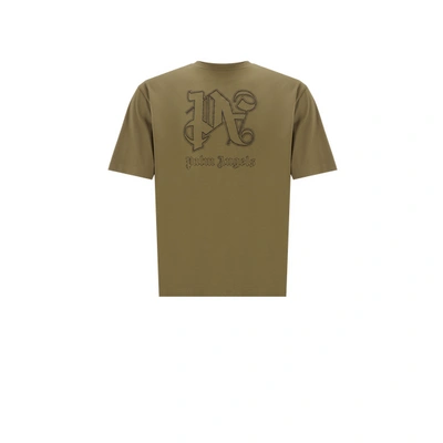 Palm Angels T-shirt With Monograms In Brown