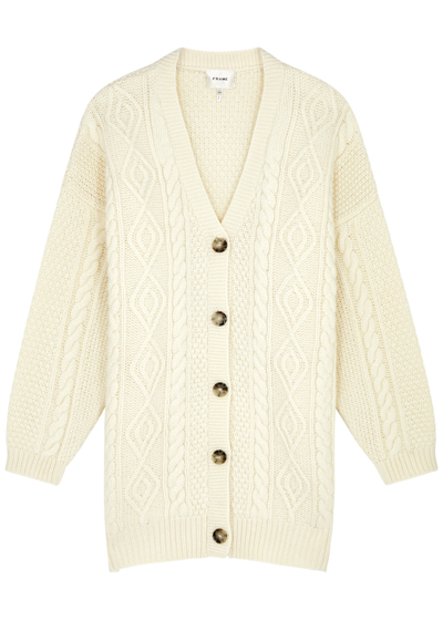 Frame Cable-knit Wool Cardigan In Cream