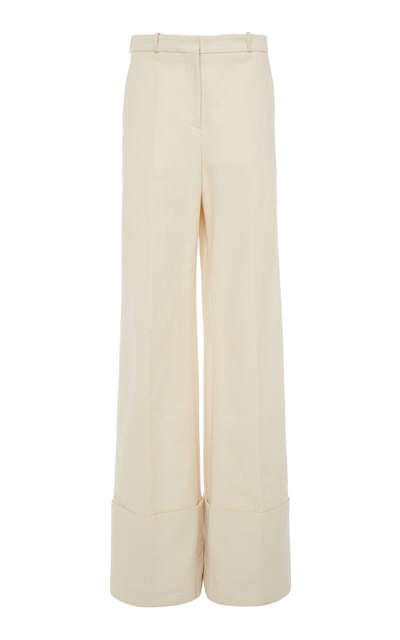 Del Core Cotton Wide-leg Trousers In Ivory