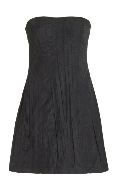 Third Form Rolling Wave Strapless Mini Dress In Black
