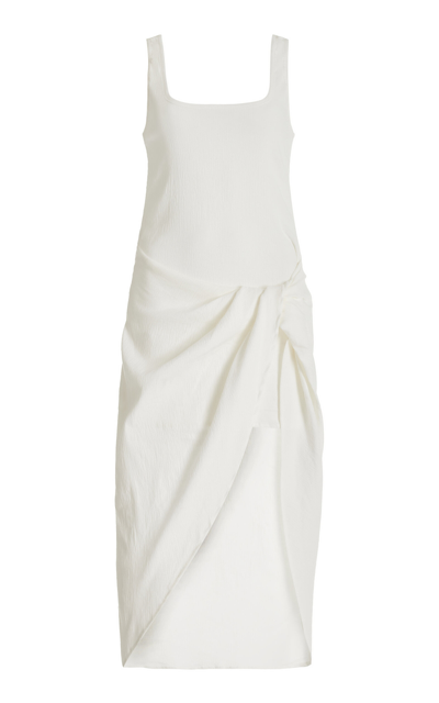 Anemos The Selene Draped Linen-blend Midi Dress In White