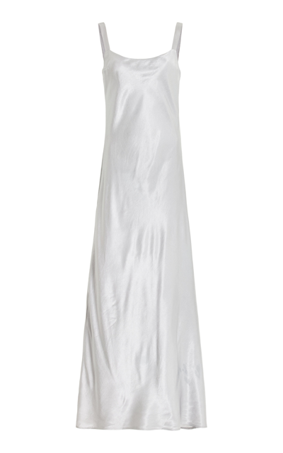 Third Form White Crush Bias Maxi Dress In Metallic