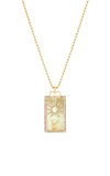 SORELLINA L'IMPERATRICE PICCOLA 18K YELLOW GOLD MOTHER-OF-PEARL TAROT CARD NECKLACE