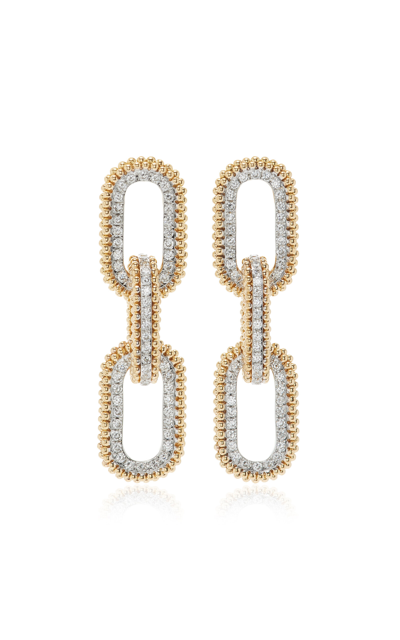 Harakh Diamond Beaded Paperclip Drop Earrings In 18k Yellow Gold, 0.7 Ct. T.w.