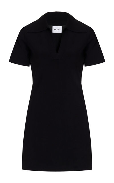 Aexae Polo Knit Mini Dress In Black