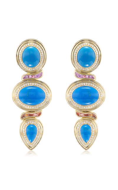 Sorellina Amalfi Azzurro 18k Yellow Gold Ceruleite; Sapphire Earrings In Blue