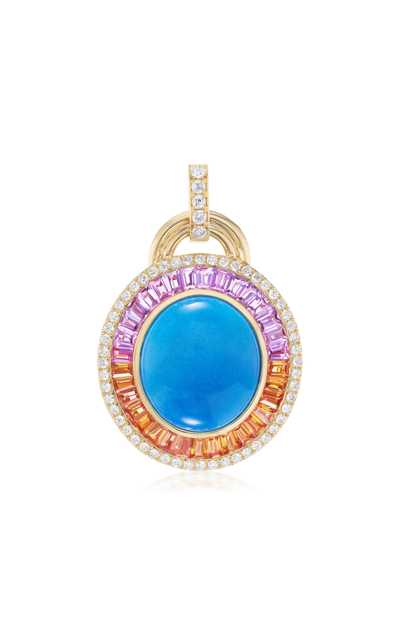 Sorellina Amalfi Azzurro 18k Yellow Gold Cerlueite; Sapphire Pendant In Multi