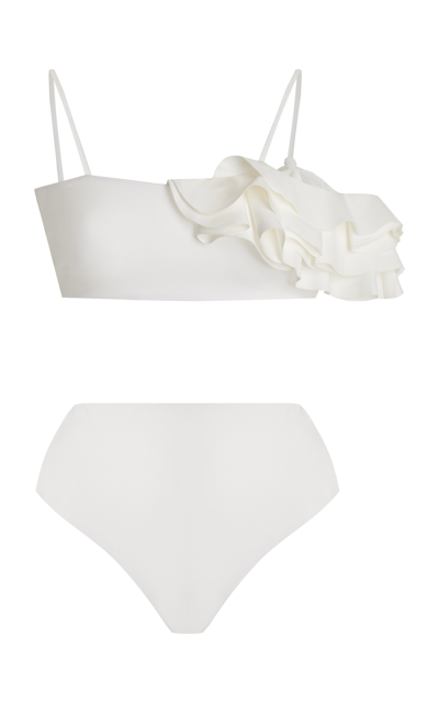 Maygel Coronel Costa Ruffled Bikini Set In White